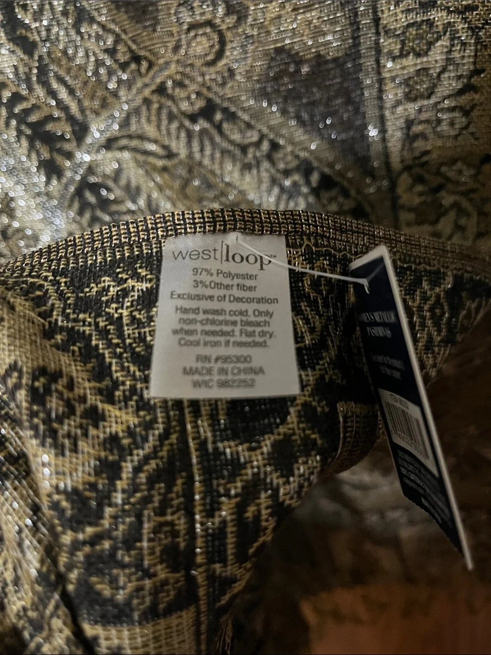 west loop Black and Gold Paisley Fringe Wrap Scarf